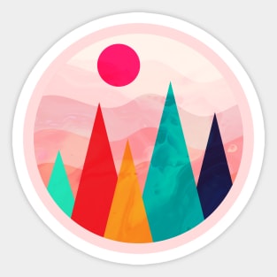 Minimalist Abstract Nature Art #4 Vibrant Mountains Sticker